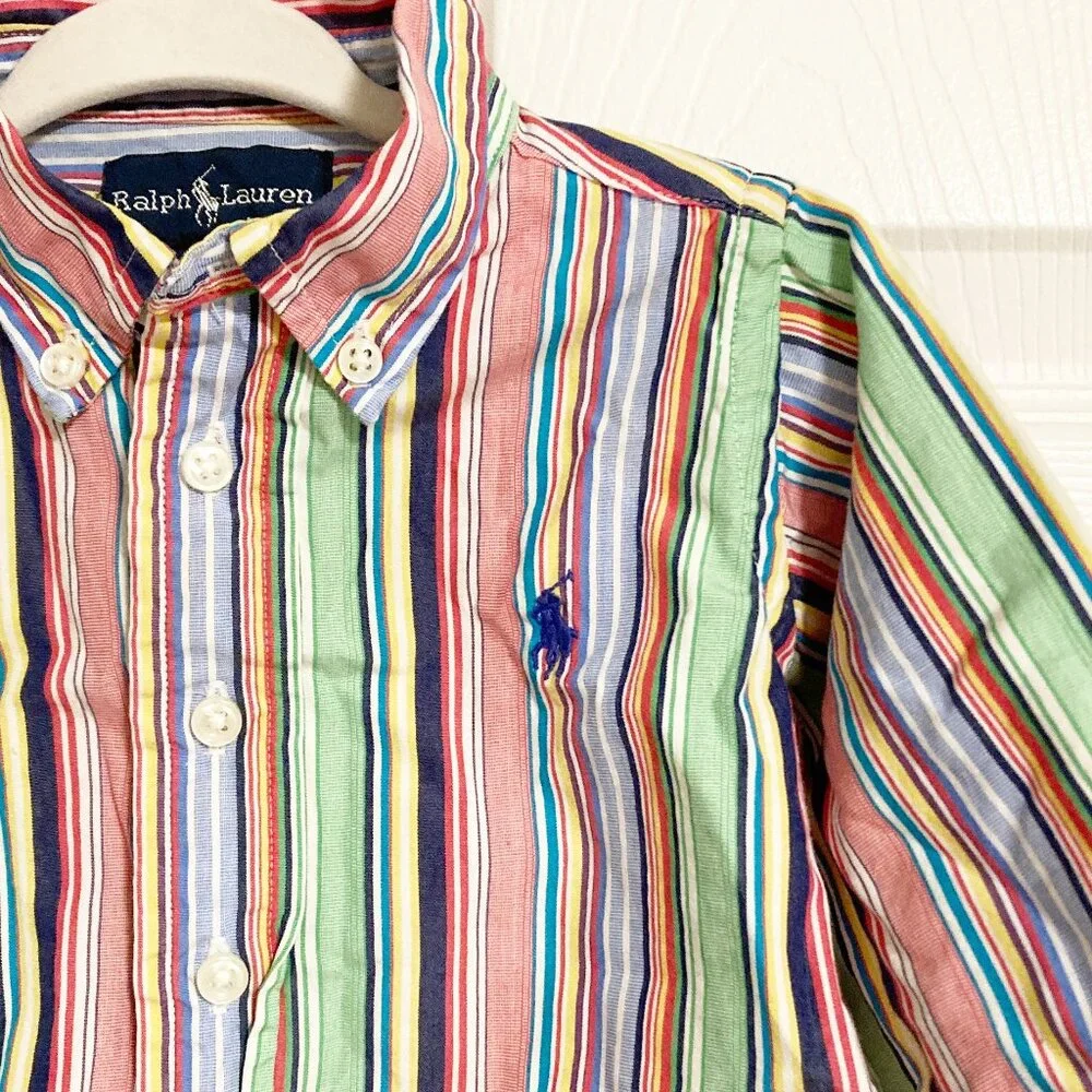 Polo Ralph Lauren Baby Boys Striped Button Down Shirt 9M Multicolor Cotton